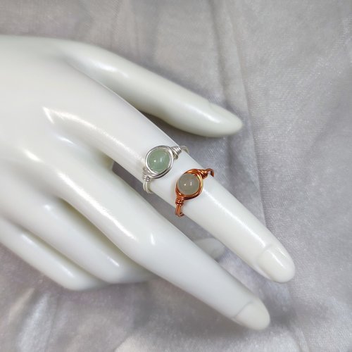 Aventurine wire wrapped ring in silver or copper.