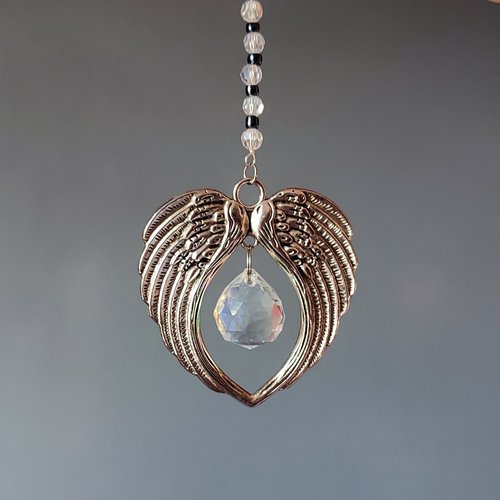 Angel wings suncatcher with Austrian crystals.