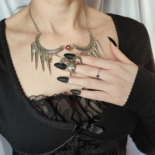 Baphomet Spiked Bib Necklace