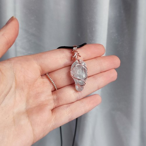Raw Celestite Wire Wrapped Pendant in Gold, Rose Gold or Copper
