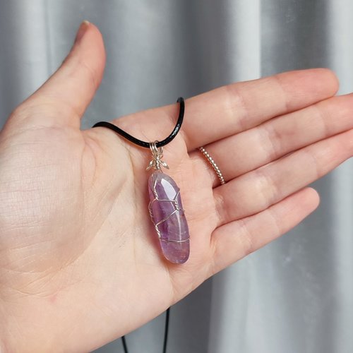 Amethyst Wire Wrapped Pendant in Silver