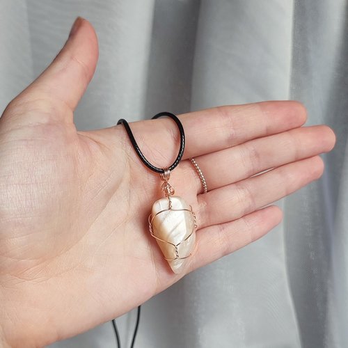 Moonstone Wire Wrapped Pendant in Gold, Rose Gold or Copper