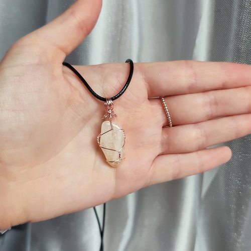 Citrine Wire Wrapped Pendant in Gold, Rose Gold or Copper