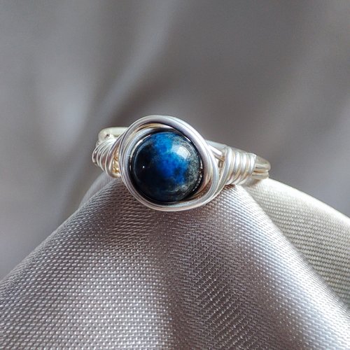 Lapis Lazuli Wire Wrapped Ring in Silver or Copper