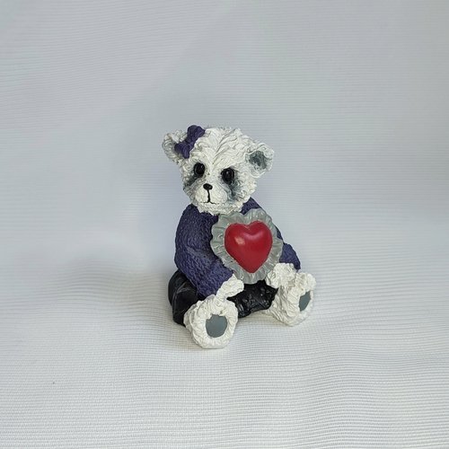 Gothic bear figurine with heart handpainted.