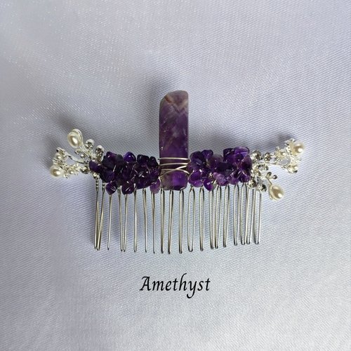 Silver Combs with Branches and Crystal Chips