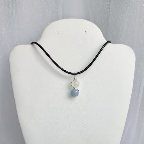 Angel connection pendant with selenite and angelite beads.