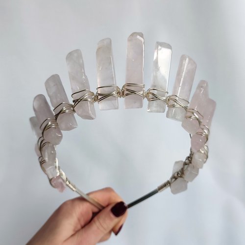 APHRODITE Rose Quartz Crystal Crown