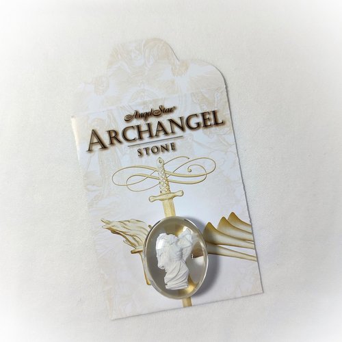 Archangel charm with information pouch.