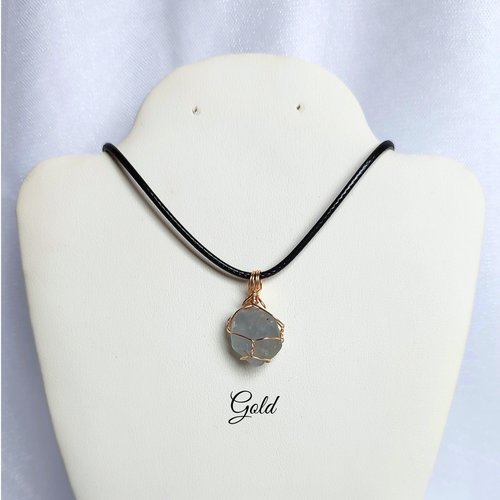 Raw Celestite Wire Wrapped Pendant in Gold, Rose Gold or Copper