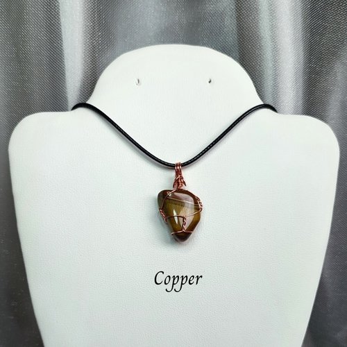 Tiger's Eye Wire Wrapped Pendant in Gold, Rose Gold or Copper