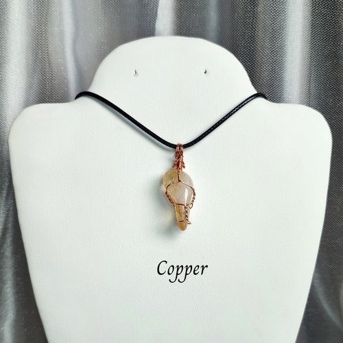 Citrine Wire Wrapped Pendant in Gold, Rose Gold or Copper