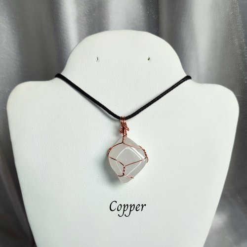 Quartz Wire Wrapped Pendant in Gold, Rose Gold or Copper