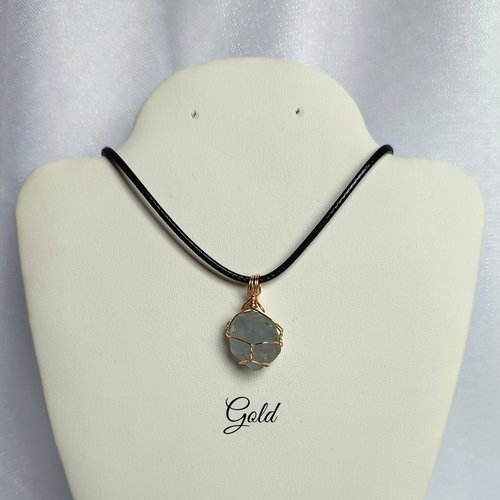 Raw Celestite Wire Wrapped Pendant in Gold, Rose Gold or Copper