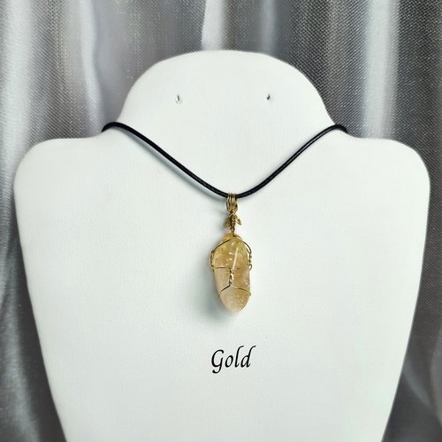 Citrine Wire Wrapped Pendant in Gold, Rose Gold or Copper