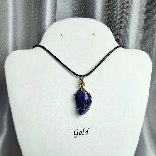 Sodalite Wire Wrapped Pendant in Gold, Rose Gold or Copper