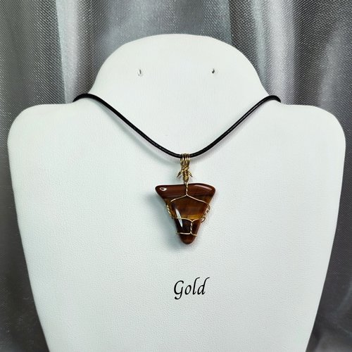 Tiger's Eye Wire Wrapped Pendant in Gold, Rose Gold or Copper