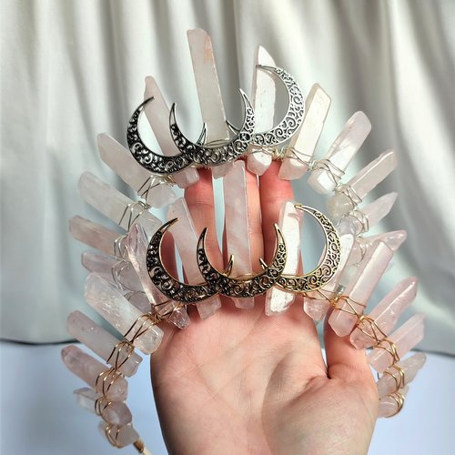 ISIS GODDESS Rose Quartz Crystal Crown