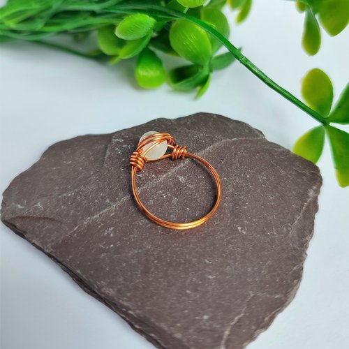 Selenite Wire Wrapped Ring in Silver or Copper