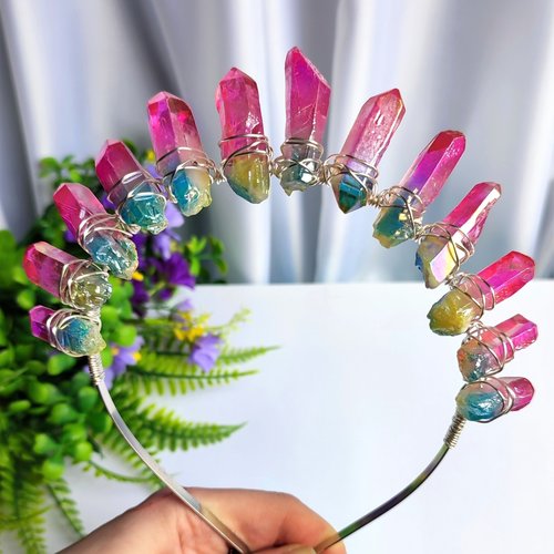 RAINBOW Titanium Quartz Crystal Crown