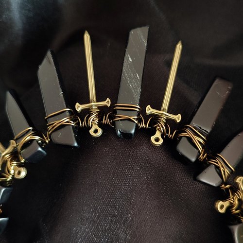 WARRIOR PRINCESS Black Agate Crystal Crown