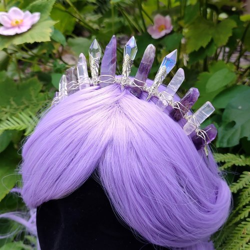 GRACIE Amethyst and Rose Quartz Crystal Crown