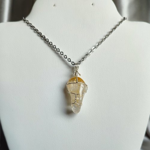 Citrine Wire Wrapped Pendant in Silver