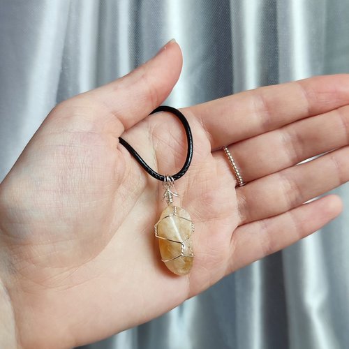 Citrine Wire Wrapped Pendant in Silver