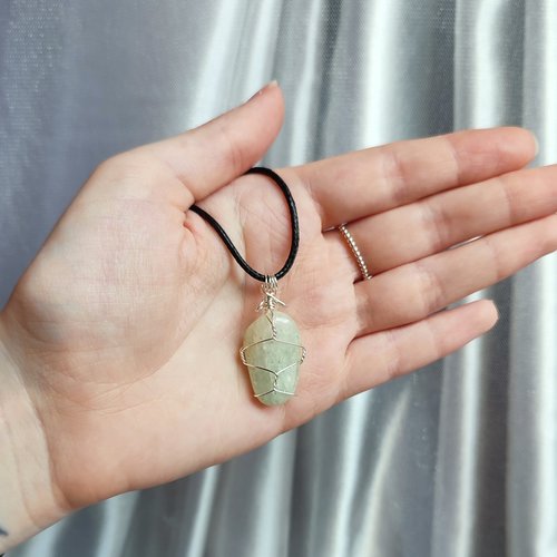 Aventurine Wire Wrapped Pendant in Silver
