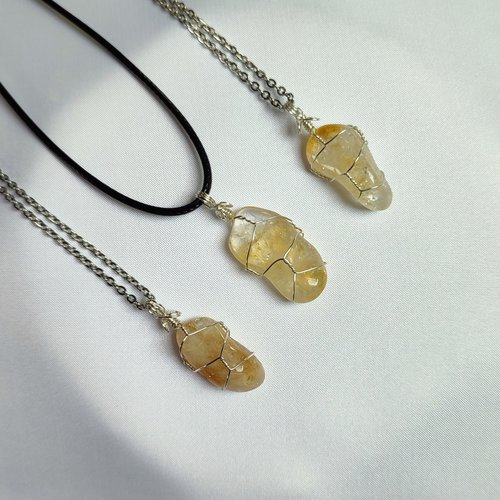 Citrine Wire Wrapped Pendant in Silver