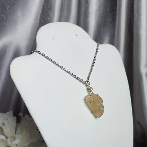 Moonstone Wire Wrapped Pendant in Silver