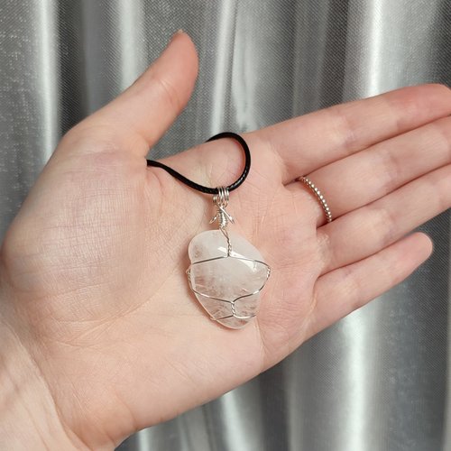 Quartz Wire Wrapped Pendant in Silver