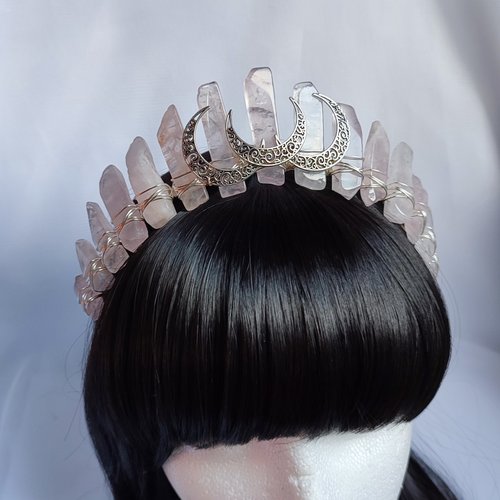 ISIS GODDESS Rose Quartz Crystal Crown