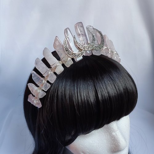 ISIS GODDESS Rose Quartz Crystal Crown