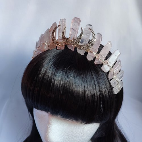 ISIS GODDESS Rose Quartz Crystal Crown