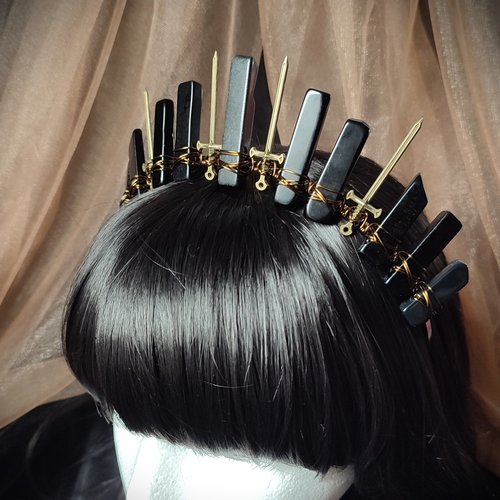 WARRIOR PRINCESS Black Agate Crystal Crown