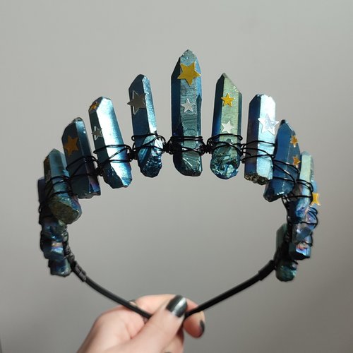CELESTIA Titanium Quartz Crystal Crown