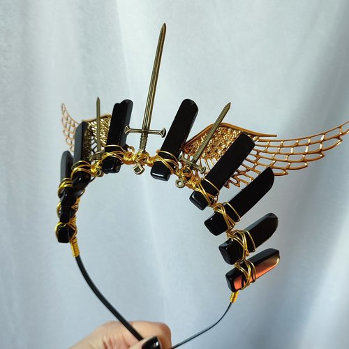 VALKYRIE Black Agate Crystal Crown