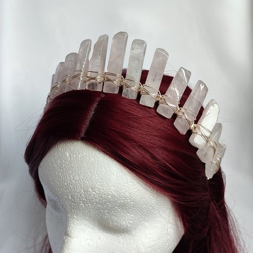 APHRODITE Rose Quartz Crystal Crown