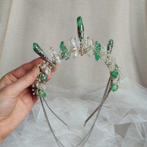 GREEN SPIRIT Titanium Quartz Crystal Crown