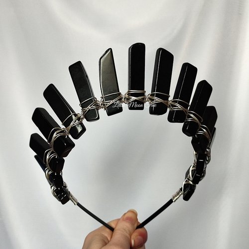 ANUBIS Black Agate Crystal Crown