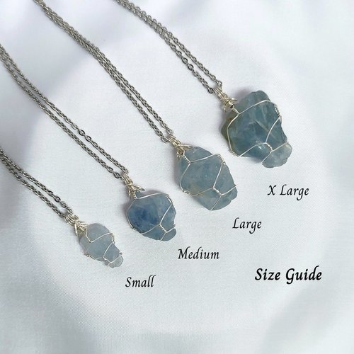 Raw celestite pendant wrapped in silver plated wire