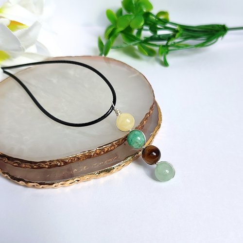 Gemstone pendant for good luck with citrine, amazonite, tiger's eye and aventurine.