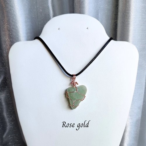 Aventurine wire wrapped pendant in gold, rose gold or copper.
