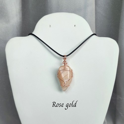 Moonstone Wire Wrapped Pendant in Gold, Rose Gold or Copper