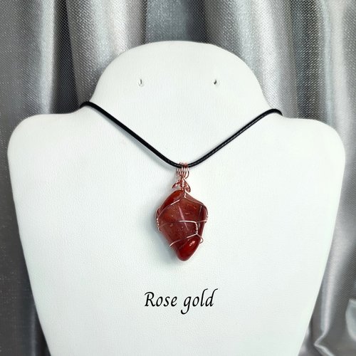 Carnelian Wire Wrapped Pendant in Gold, Rose Gold or Copper