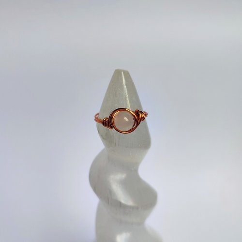 Selenite Wire Wrapped Ring in Silver or Copper