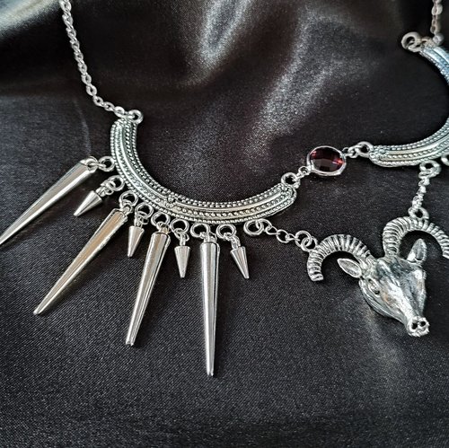 Baphomet Spiked Bib Necklace