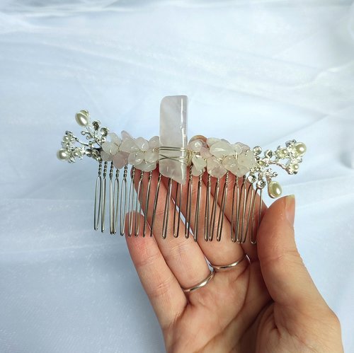 Silver Combs with Branches and Crystal Chips