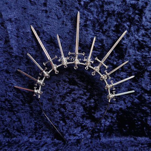 Queen of Swords Crown with silver swords and headband.